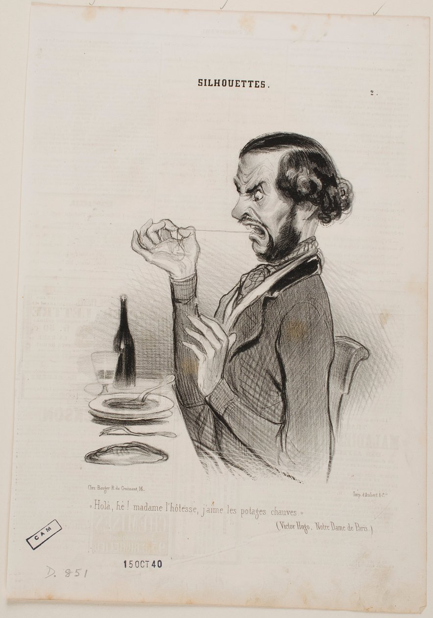 Hej! Kelnerko, wolę moją zupę łysą! autorstwa Honoré Daumier