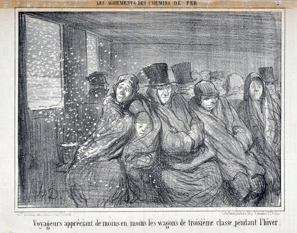 Ilustracja do serii „Les Agrements des Chemin de fer” autorstwa Honoré Daumier