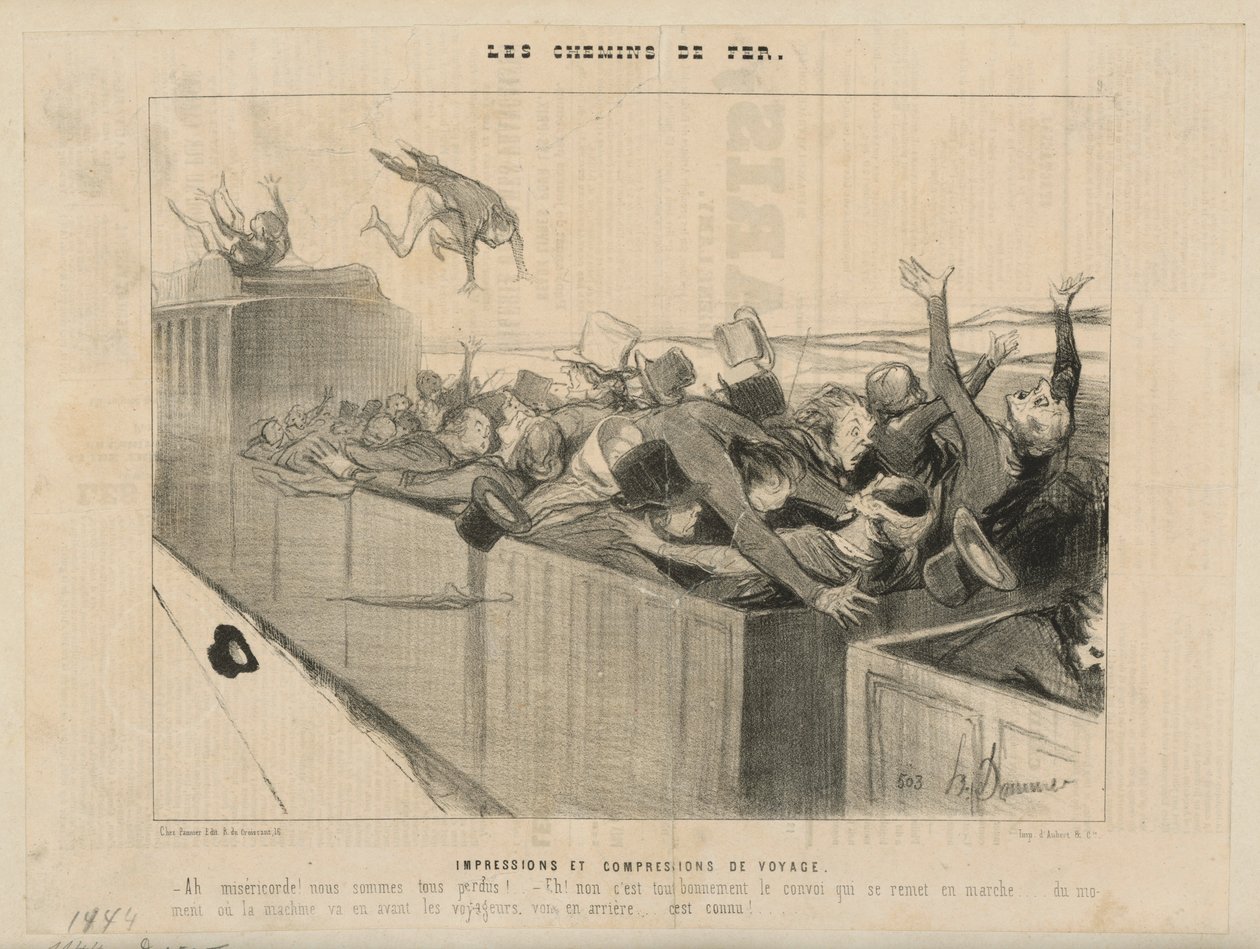 Wrażenia i kompresje z podróży. Z: „Koleje żelazne” autorstwa Honoré Daumier