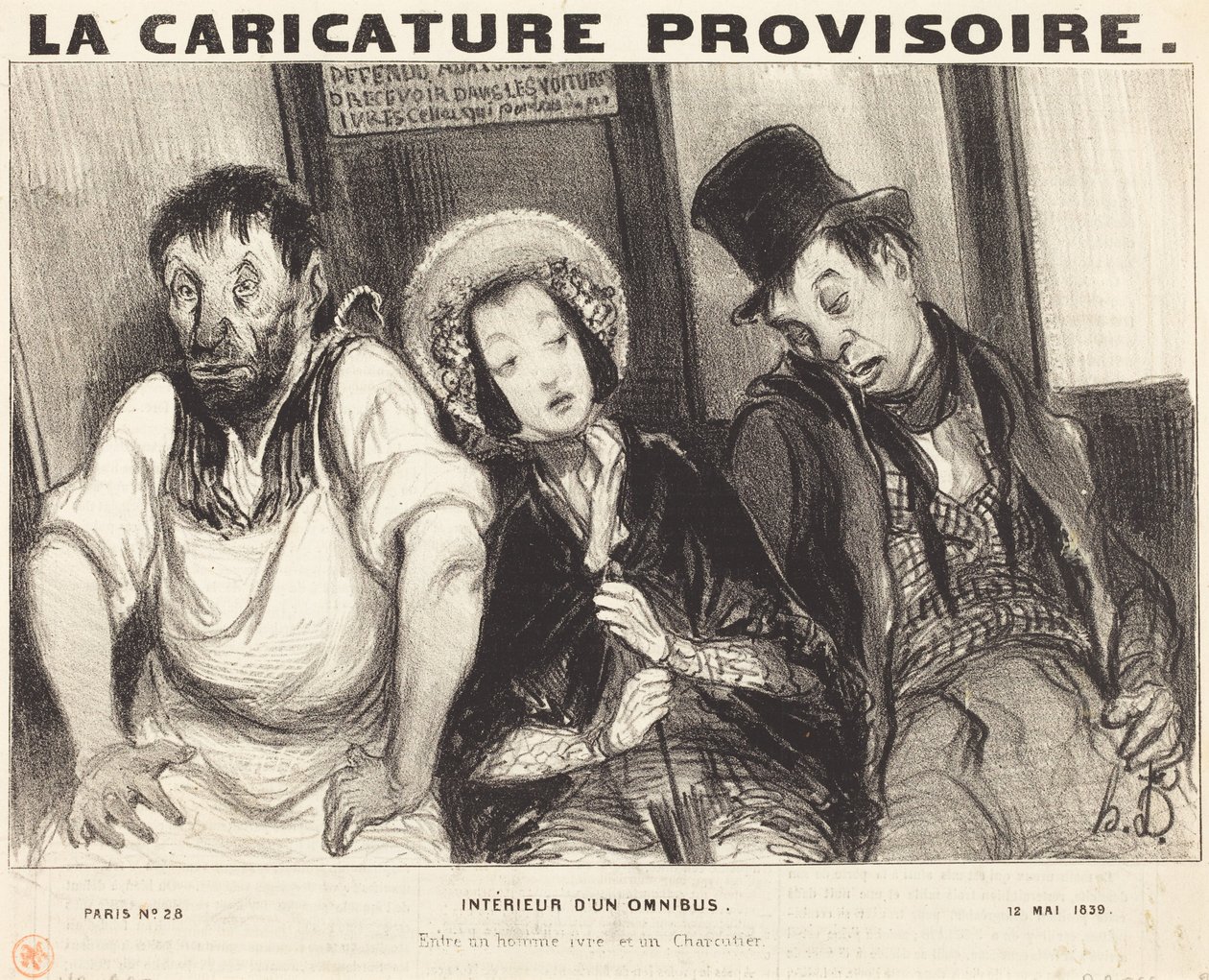 Wnętrze omnibusu autorstwa Honoré Daumier