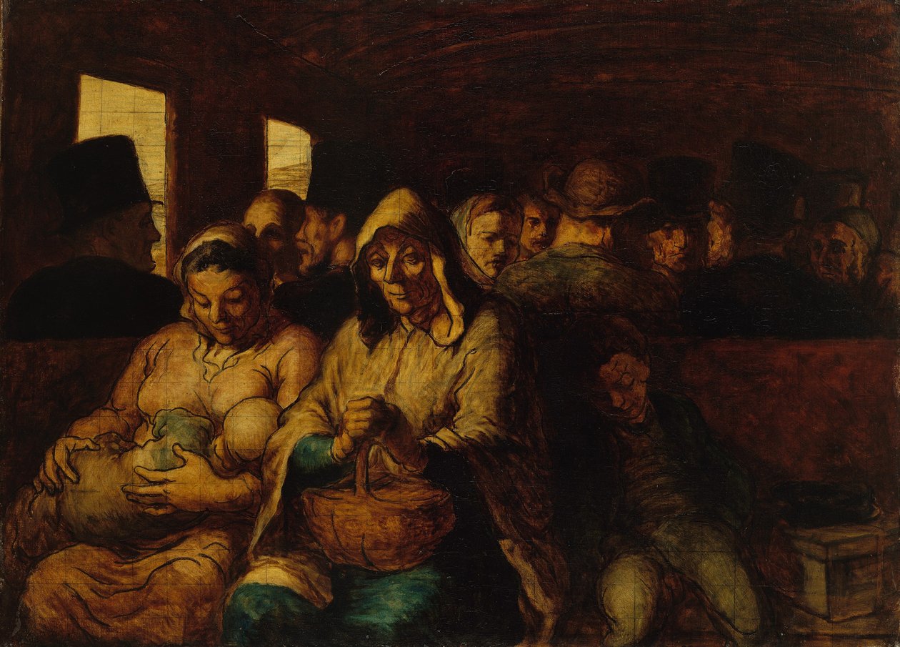 Wnętrze wagonu III klasy autorstwa Honoré Daumier