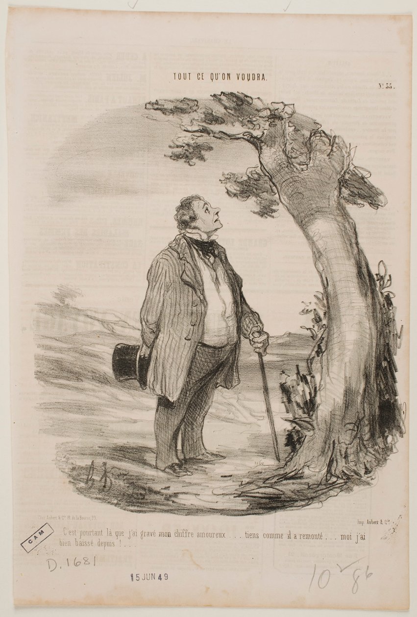To tutaj wyryłem inicjały mojej miłości... autorstwa Honoré Daumier