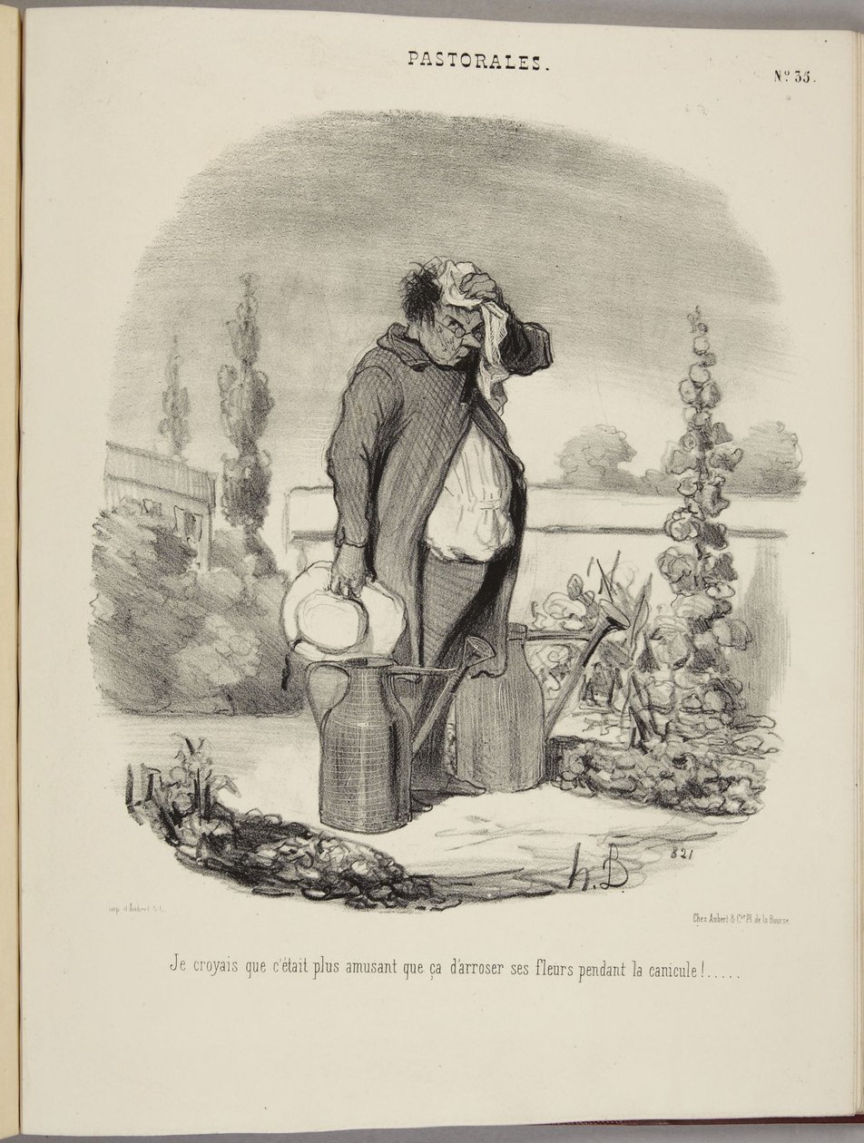 Myślałem, że podlewanie swoich kwiatów podczas upału jest zabawniejsze!... autorstwa Honoré Daumier