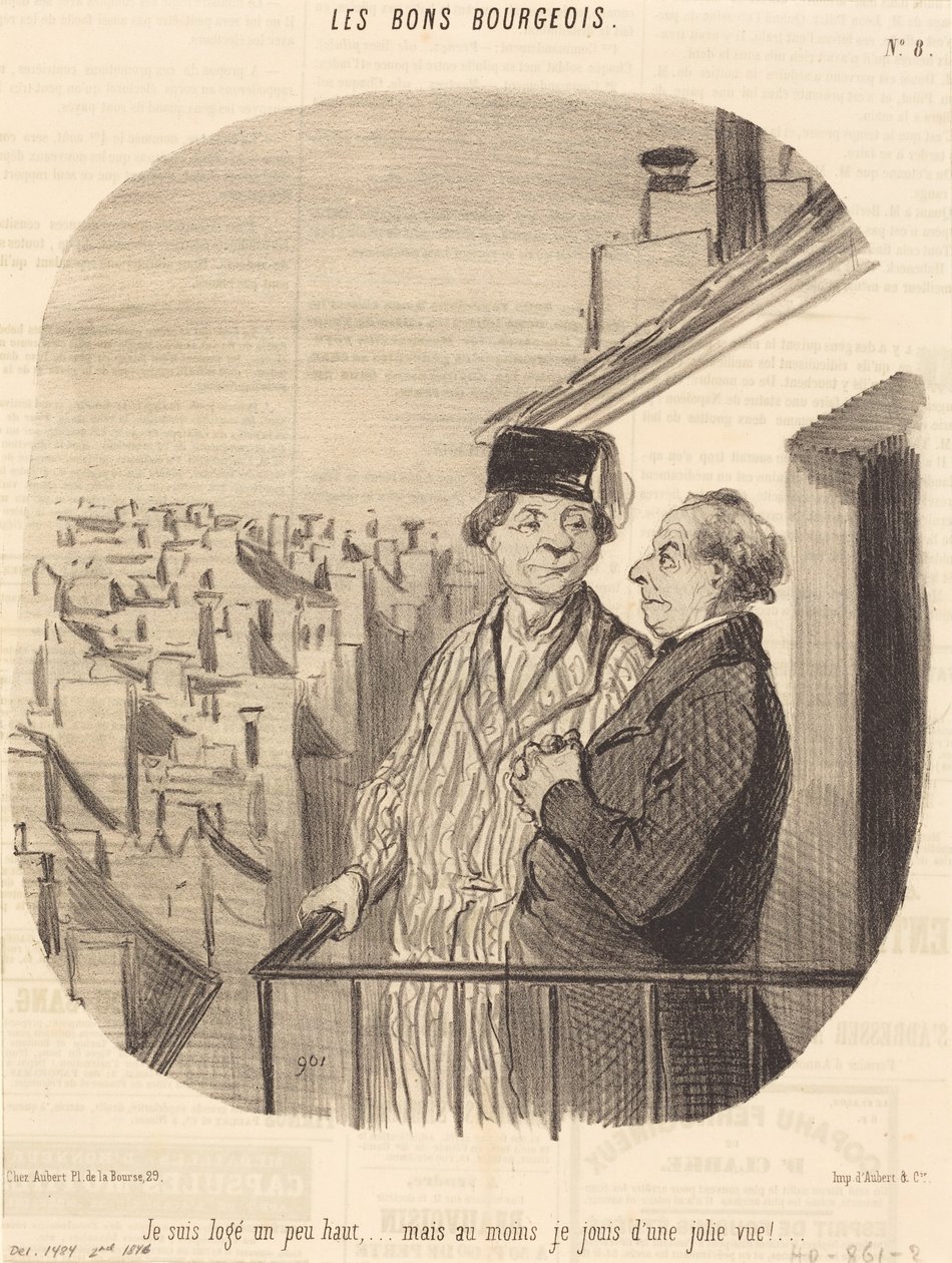 Mieszkam trochę wysoko... ale... cieszę się pięknym widokiem! autorstwa Honoré Daumier