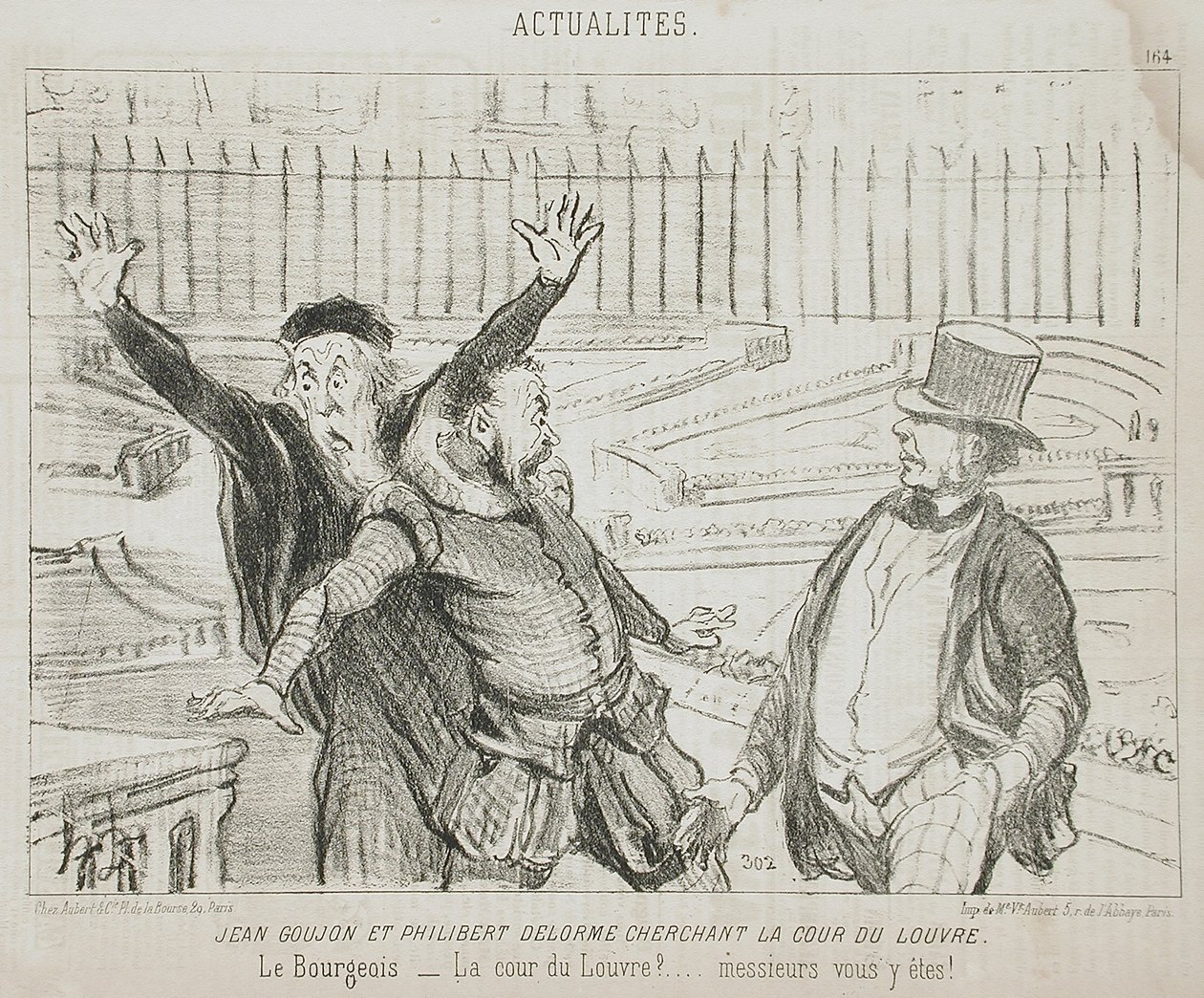 Jean Goujon i Philibert Delorme szukający dziedzińca Luwru autorstwa Honoré Daumier