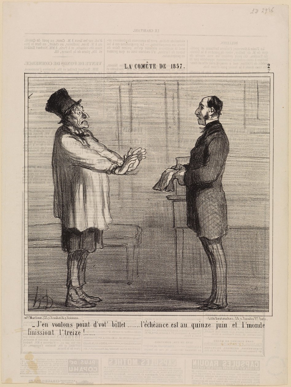Nie chcę pańskiego biletu (Kometa z 1857 roku, plansza 2) autorstwa Honoré Daumier