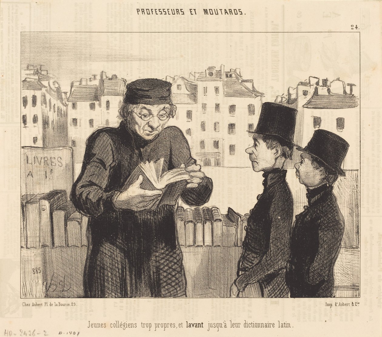Młodzi studenci… zmywają swój łaciński słownik autorstwa Honoré Daumier