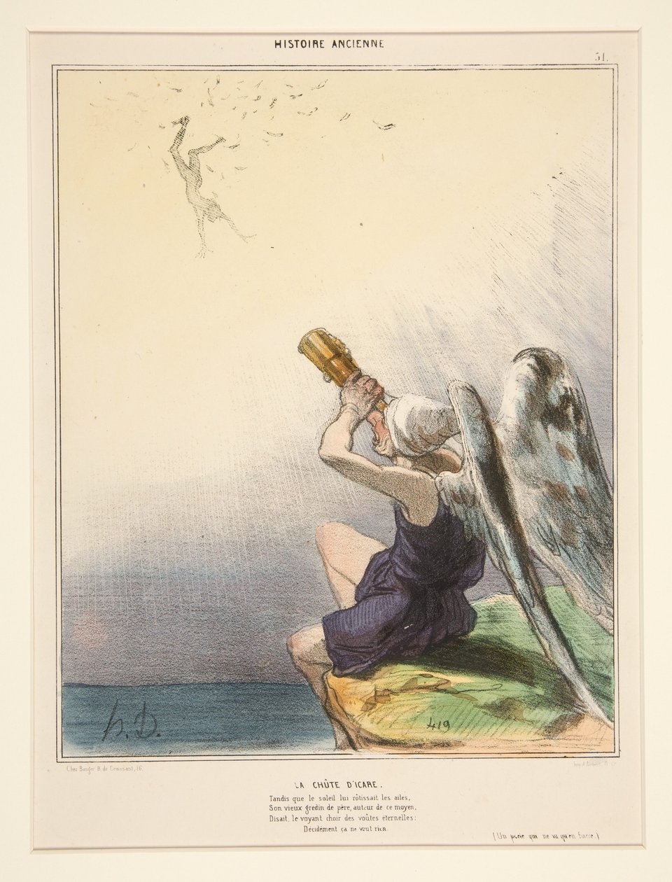 Upadek Ikara, z Histoire Ancienne autorstwa Honoré Daumier