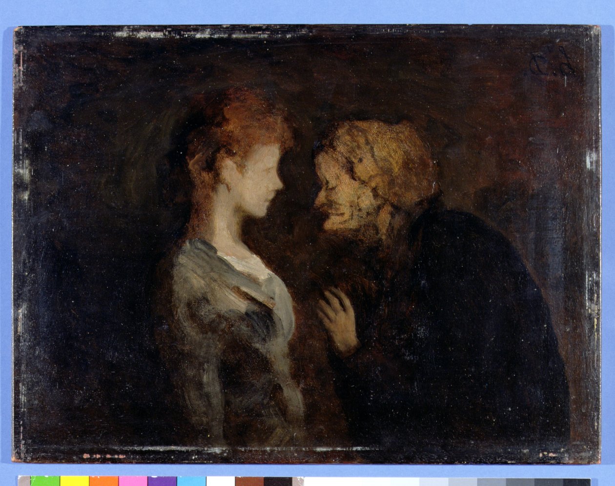 La Confidence (Sekret) (olej na płycie) autorstwa Honoré Daumier