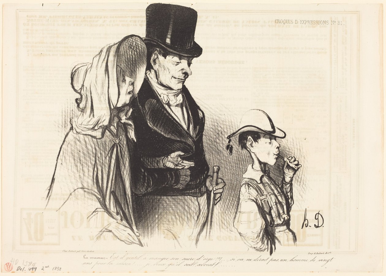Mama – Czy to miło, że je swój cukierkowy paluszek!... autorstwa Honoré Daumier