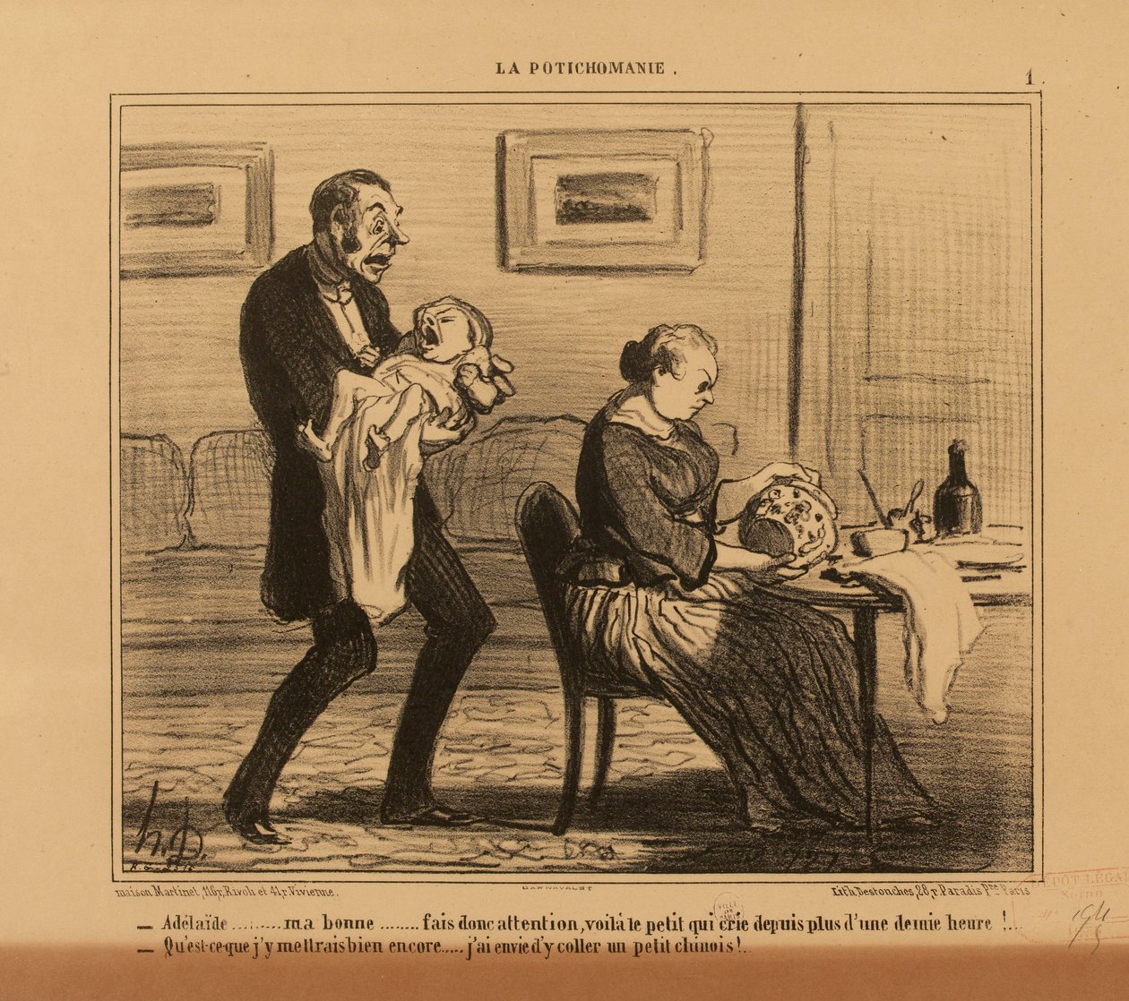 Die Potichomanie Nr. 1: - Adélaïde,... meine Gute... pass doch auf... autorstwa Honoré Daumier