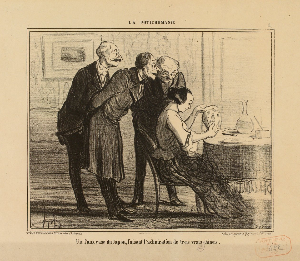 Potichomania nr 8: Fałszywy japoński wazon, podziwiany przez ... autorstwa Honoré Daumier