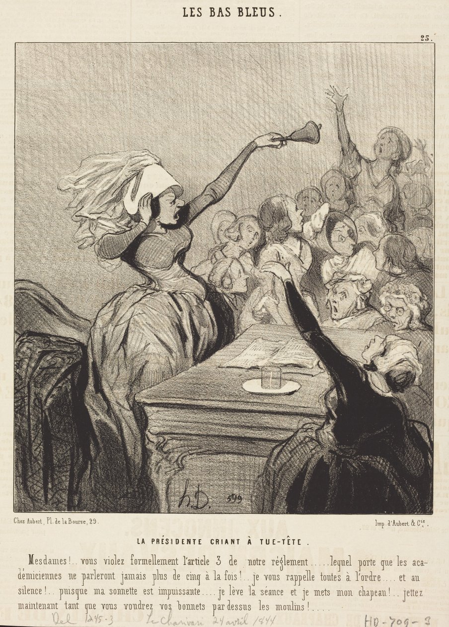Przewodnicząca krzycząca na całe gardło: „Panie!...” autorstwa Honoré Daumier