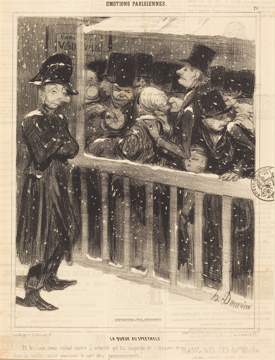 Kolejka na przedstawienie autorstwa Honoré Daumier