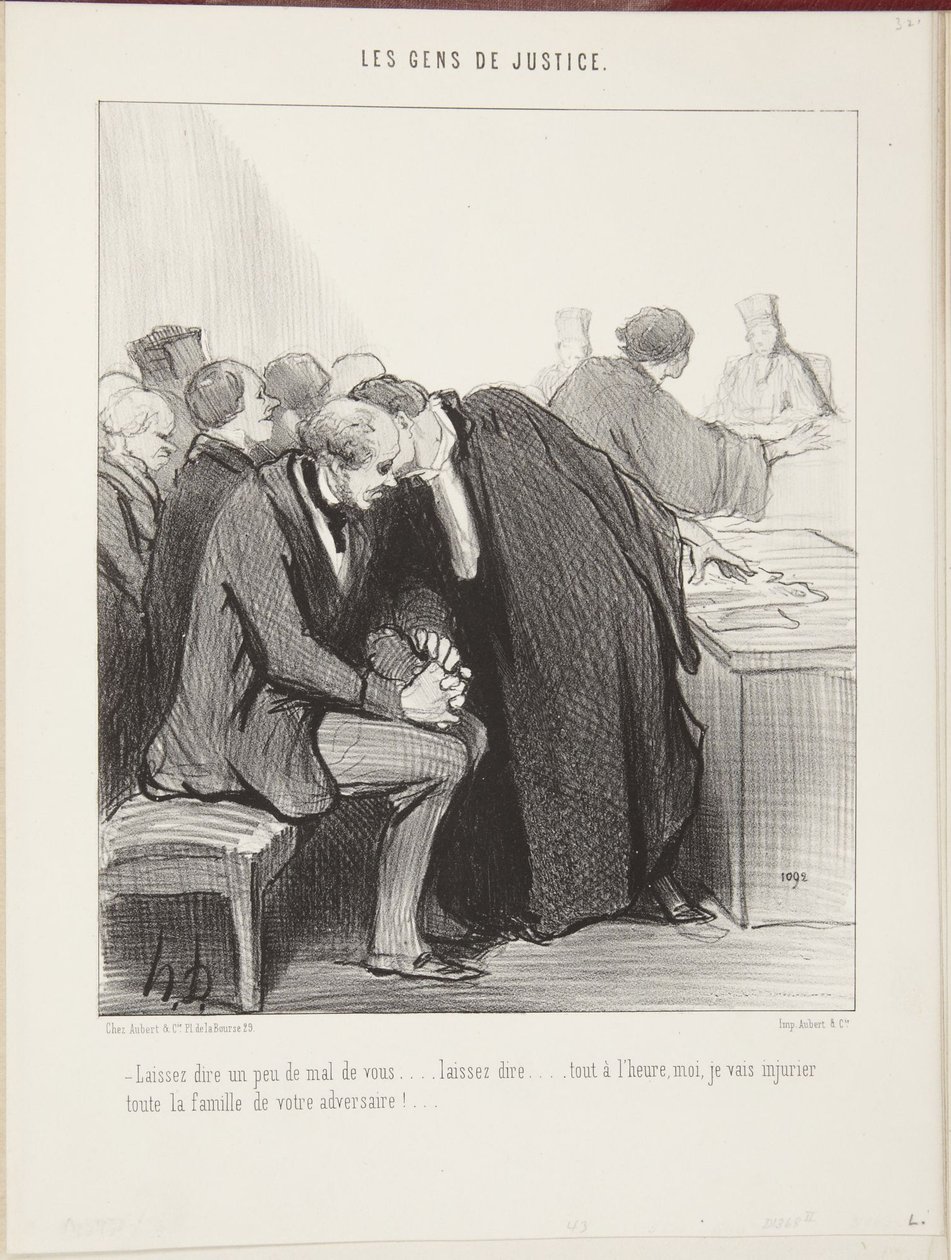 Niech tylko ktoś powie o tobie coś złego… niech tylko… za chwilę ja sam obrzucę wyzwiskami całą rodzinę twojego przeciwnika!… autorstwa Honoré Daumier