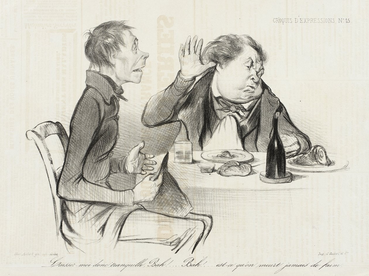 Dajcie mi więc spokój, Ech! Ech! Czyżby ktoś umarł kiedyś z głodu... autorstwa Honoré Daumier