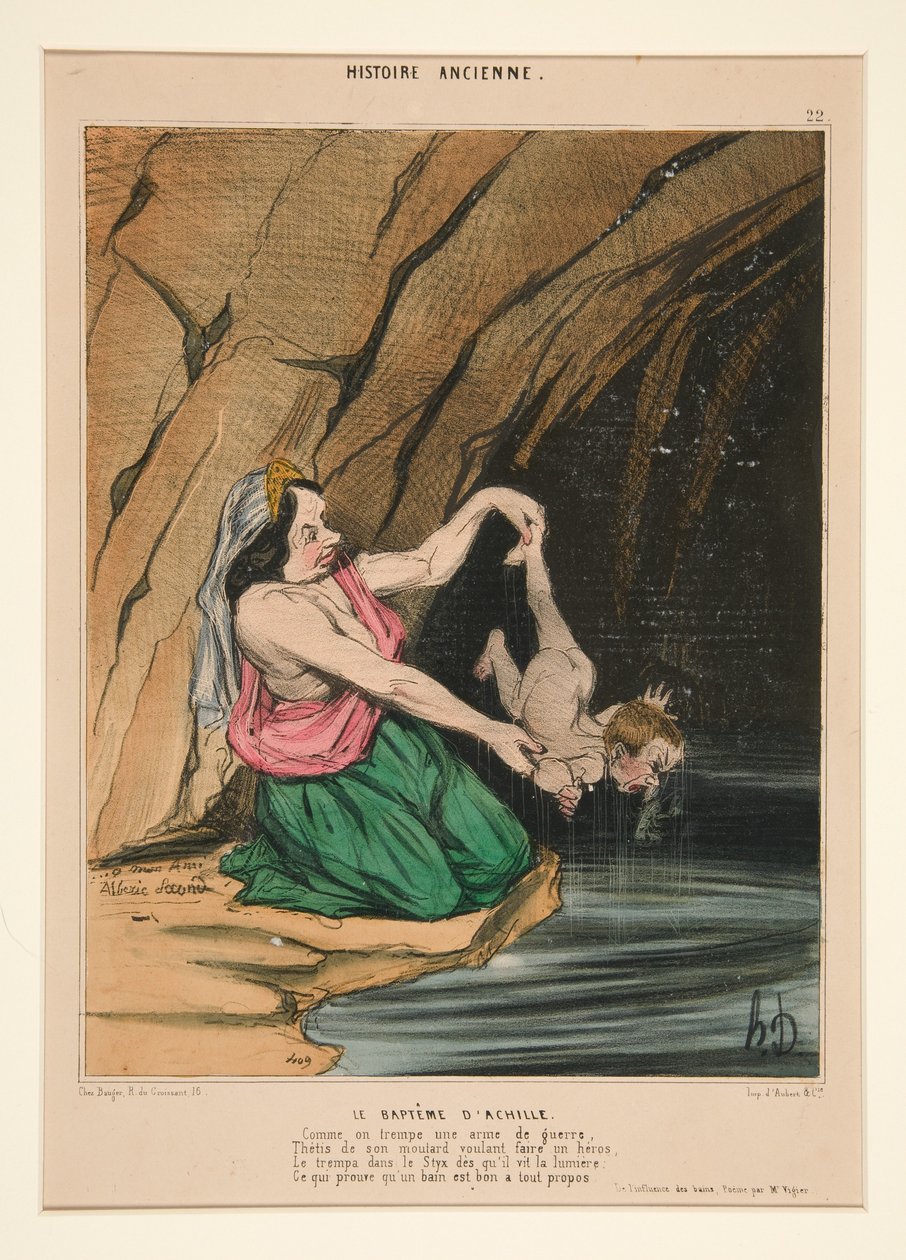 Chrzest Achillesa; z Histoire Ancienne autorstwa Honoré Daumier
