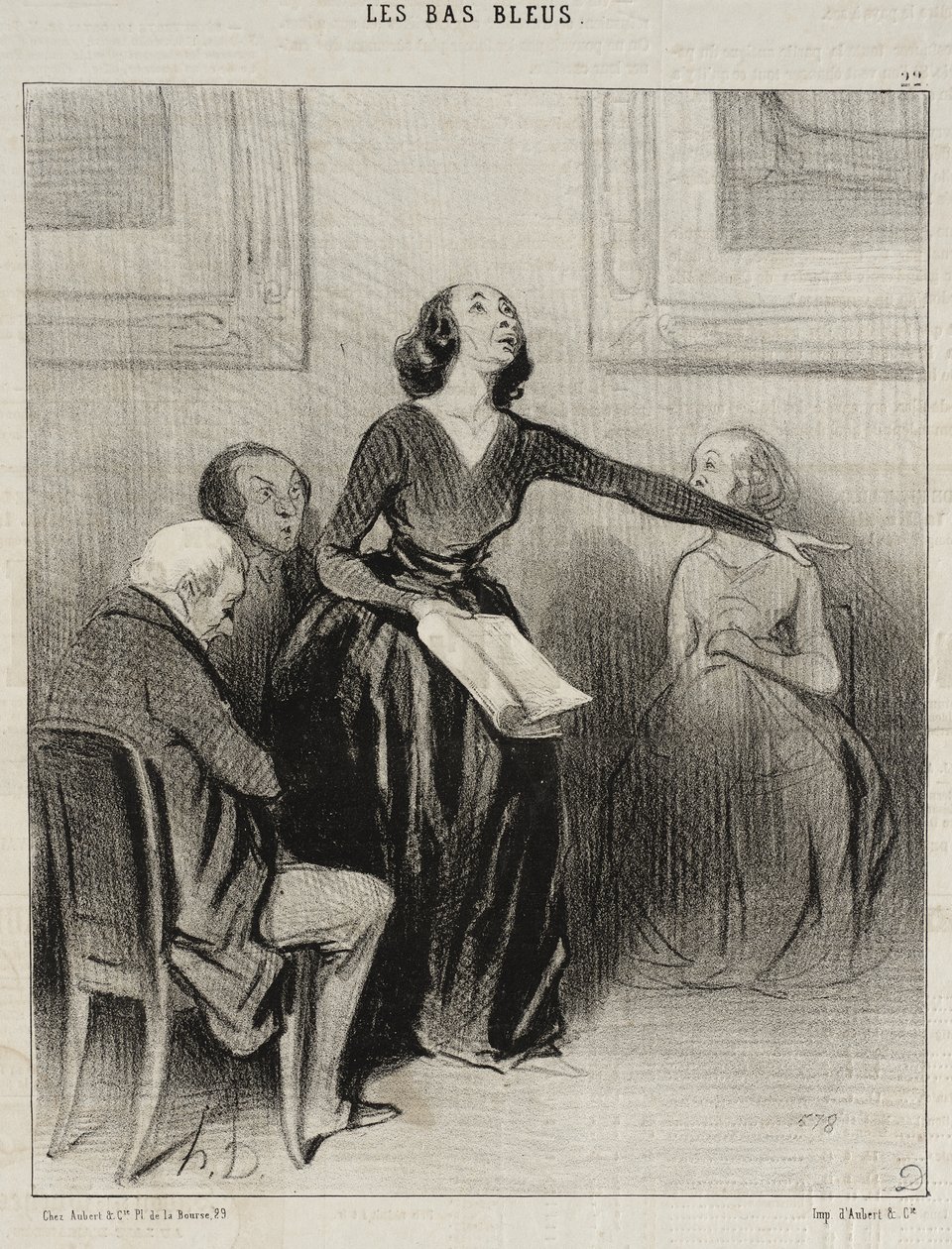 Bas-bleu recytujący swoją sztukę autorstwa Honoré Daumier