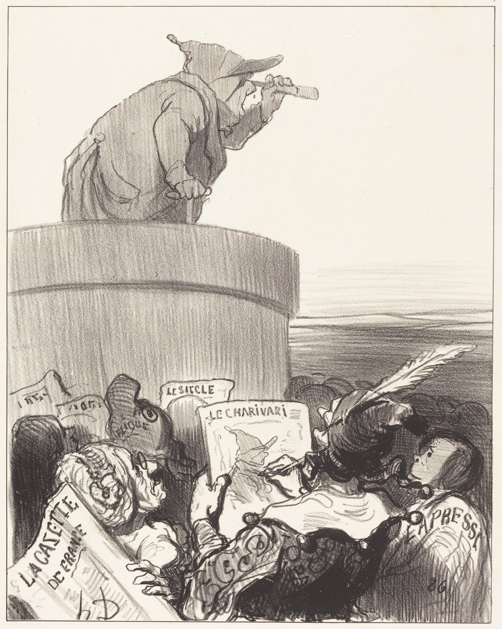 Le Constitutionnel kontempluje polityczny horyzont autorstwa Honoré Daumier
