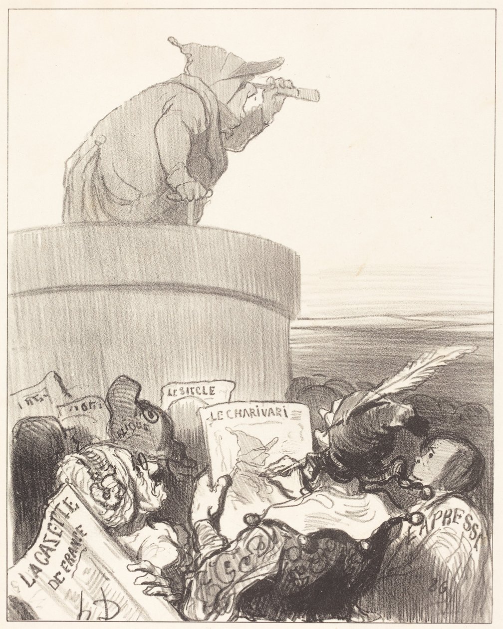 Le Constitutionnel kontempluje polityczny horyzont autorstwa Honoré Daumier