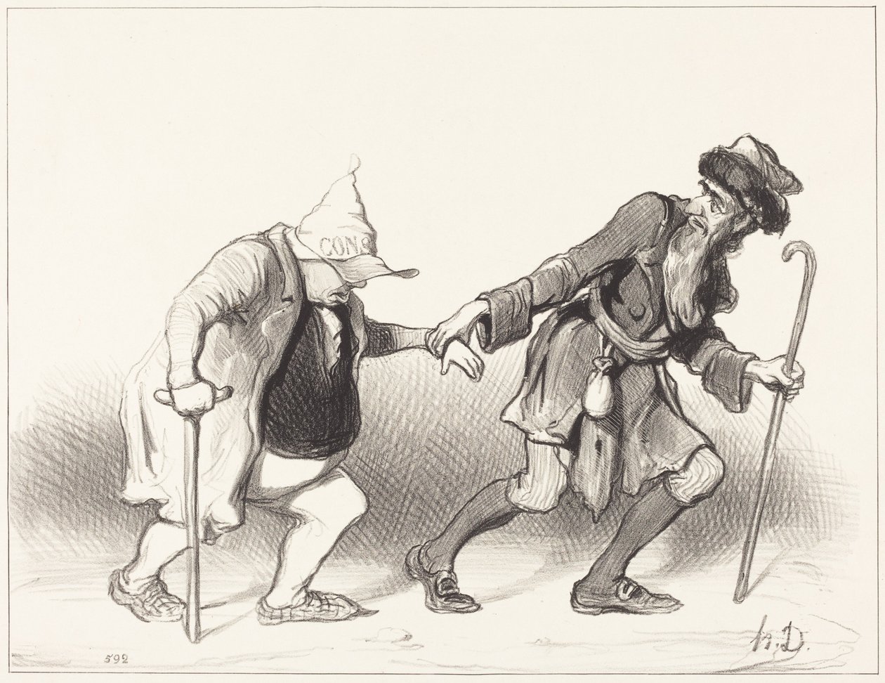 Le Constitutionnel i Żyd Wieczny Tułacz autorstwa Honoré Daumier