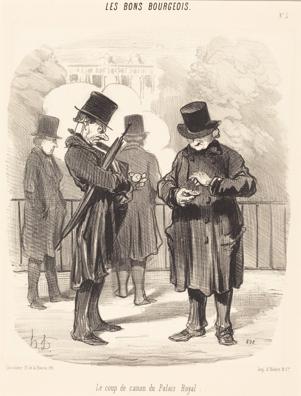 Strzał z armaty w Pałacu Królewskim autorstwa Honoré Daumier