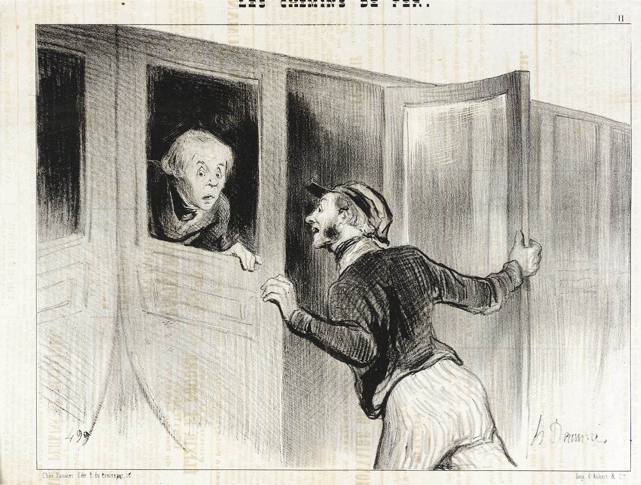 Niebezpieczeństwo związane z zasypianiem podczas podróży autorstwa Honoré Daumier