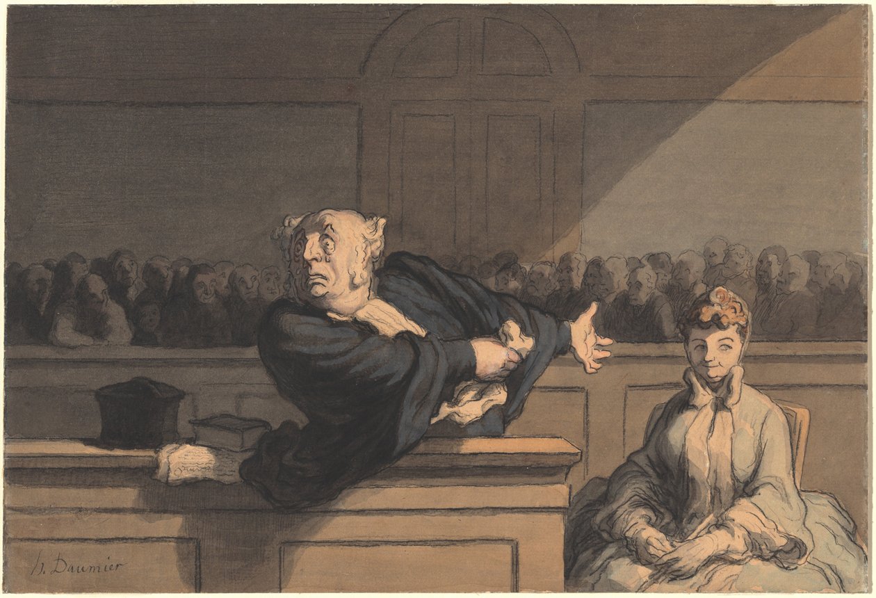 Obrońca (pełnomocnik obrony) autorstwa Honoré Daumier