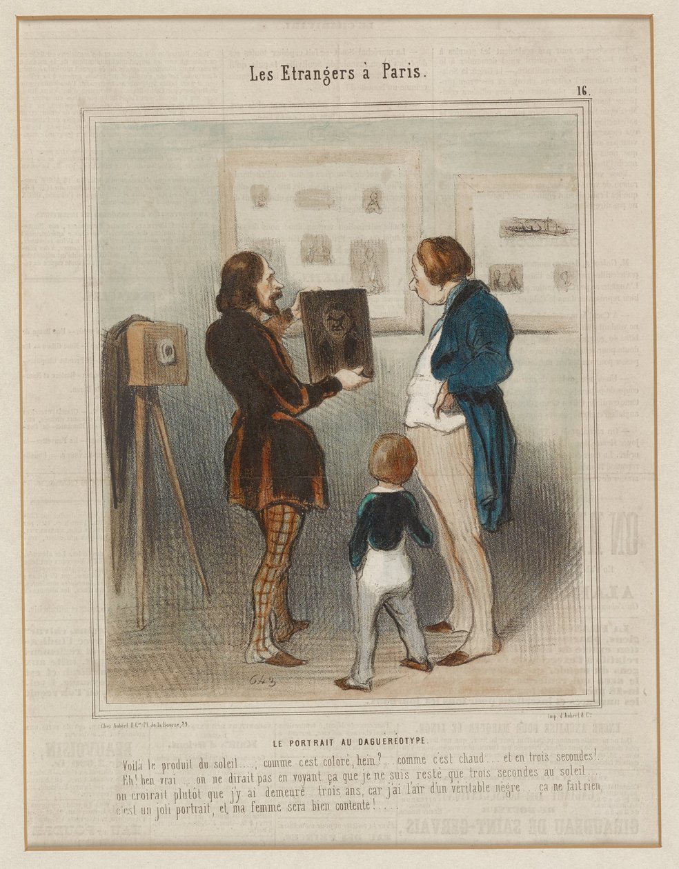 Portret w dagerotypii. (Cudzoziemcy w Paryżu nr 16), z Le Charivari autorstwa Honoré Daumier