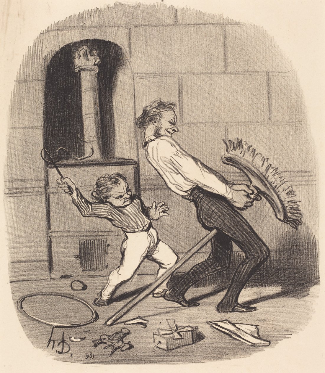 Lekcja jazdy konnej, liceum autorstwa Honoré Daumier