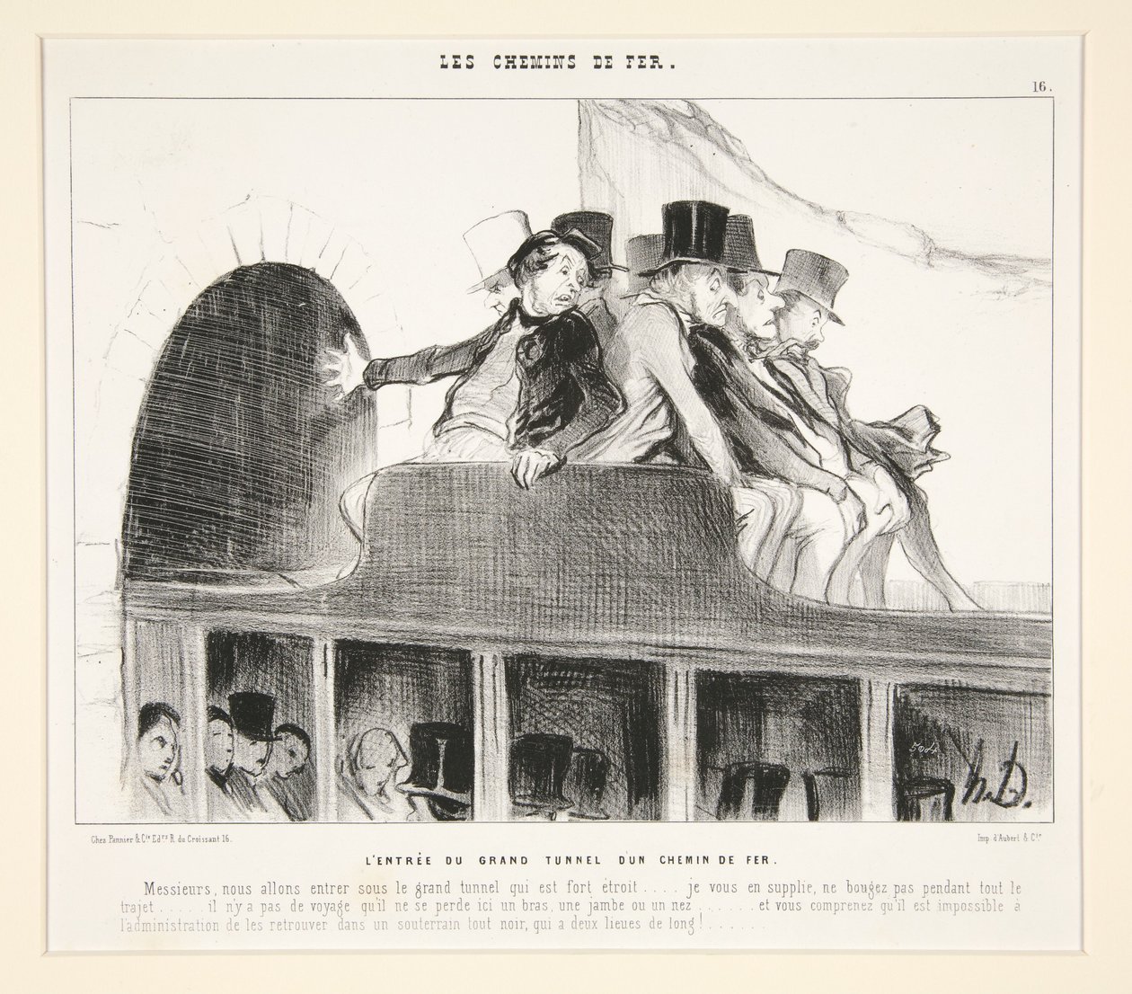 Wejście do wielkiego tunelu kolejowego, z „Les Chemins de Fer”, w Le Charivari, 22 marca 1844 autorstwa Honoré Daumier