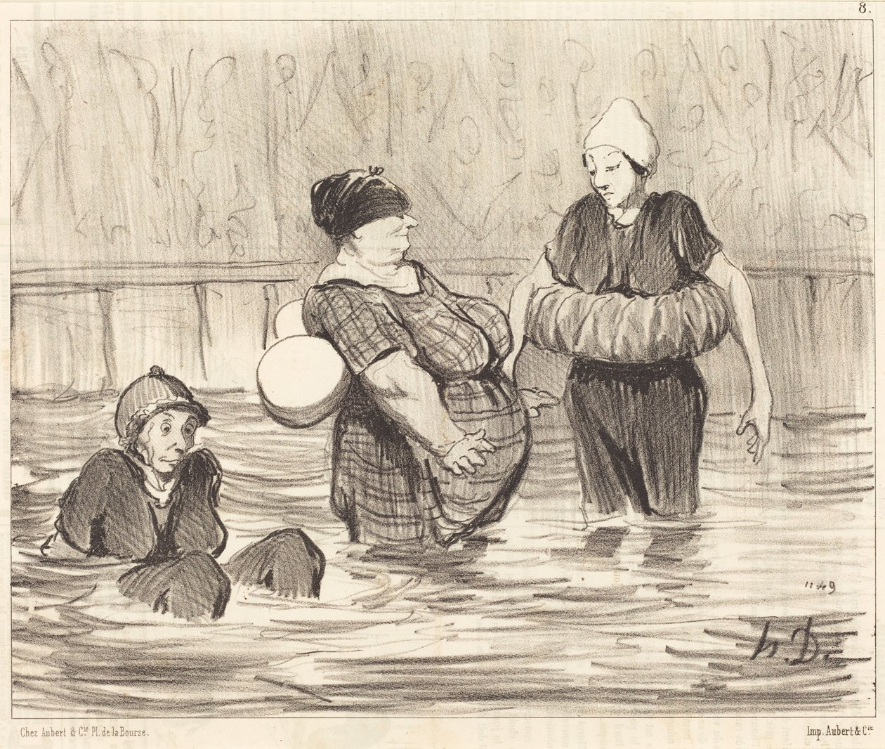 Ostrożne kąpiące się kobiety autorstwa Honoré Daumier