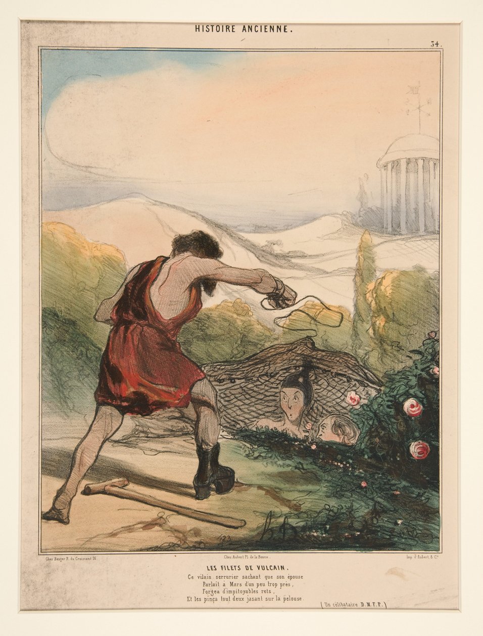 Sieci Wulkana. Ten brzydki ślusarz, wiedząc, że jego żona... z Histoire Ancienne autorstwa Honoré Daumier