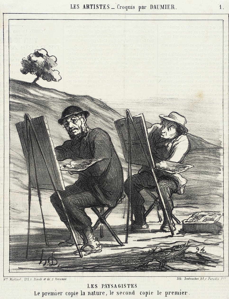 Malarze pejzaży. Pierwszy kopiuje naturę... autorstwa Honoré Daumier