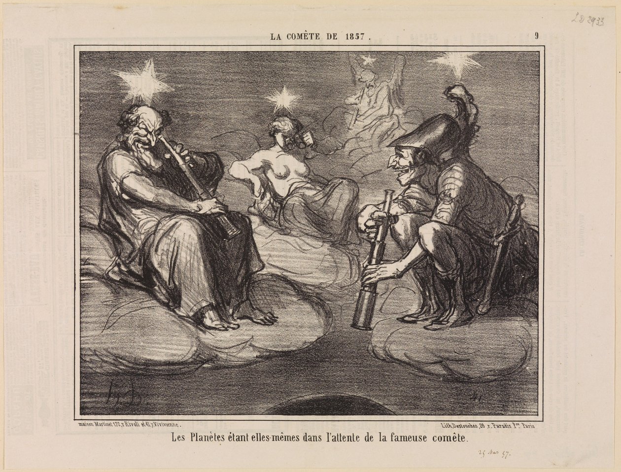 Same planety oczekują słynnej komety (Kometa z 1857 roku, tablica 9) autorstwa Honoré Daumier