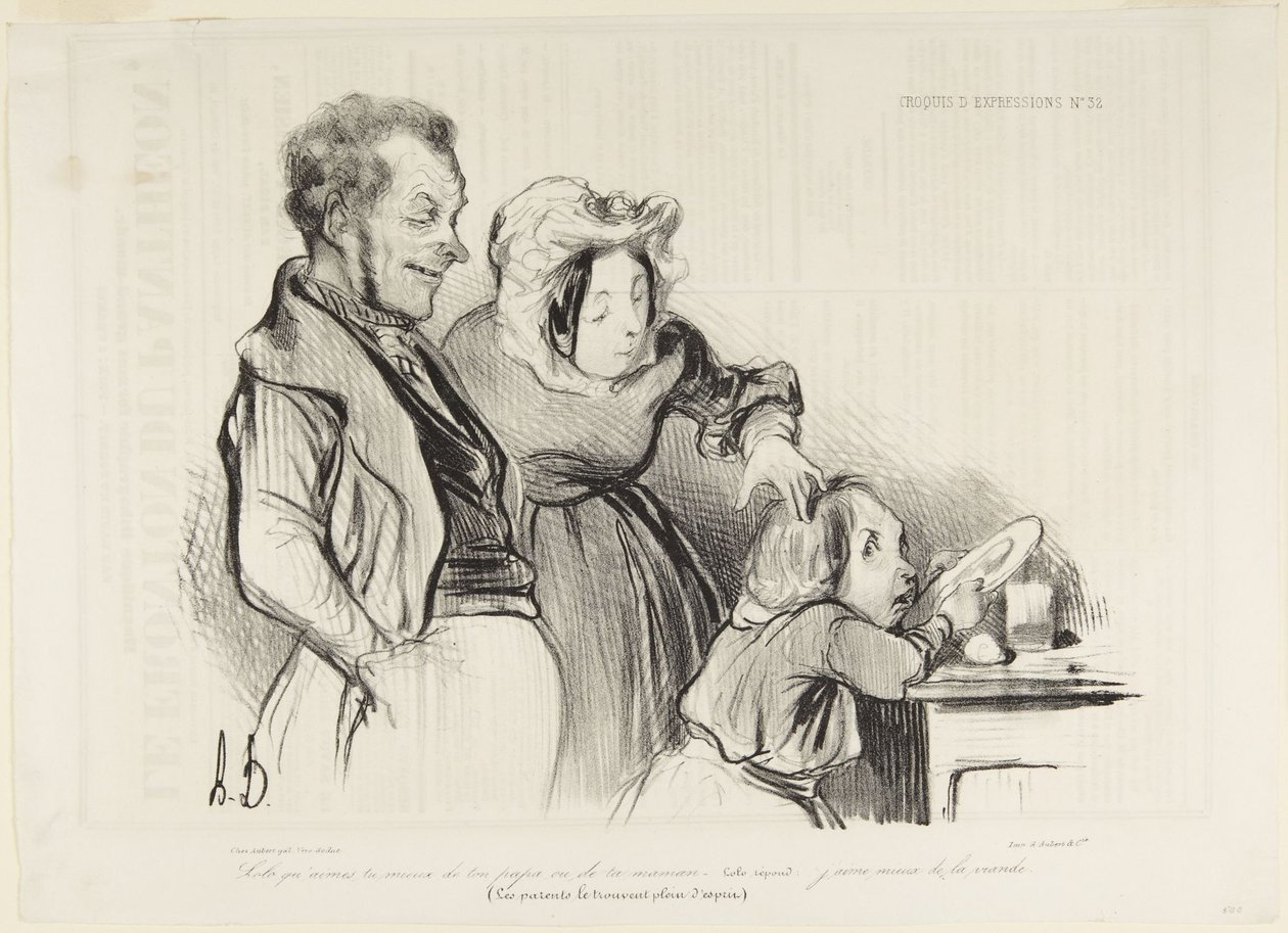 Lolo, kogo lubisz bardziej, tatę czy mamę ... autorstwa Honoré Daumier