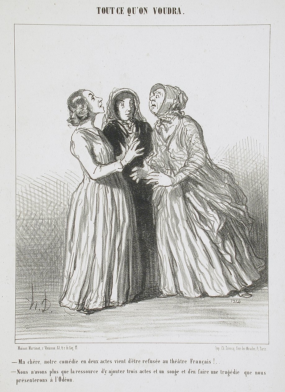 Kochana, nasza komedia w dwóch aktach została właśnie odrzucona w Théâtre Français!... autorstwa Honoré Daumier