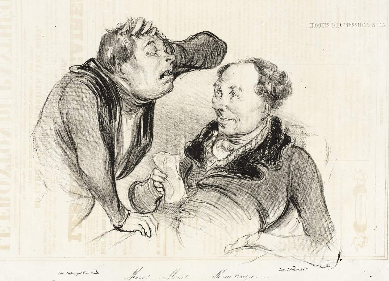 Mario!... Mario!... ona mnie zdradza autorstwa Honoré Daumier