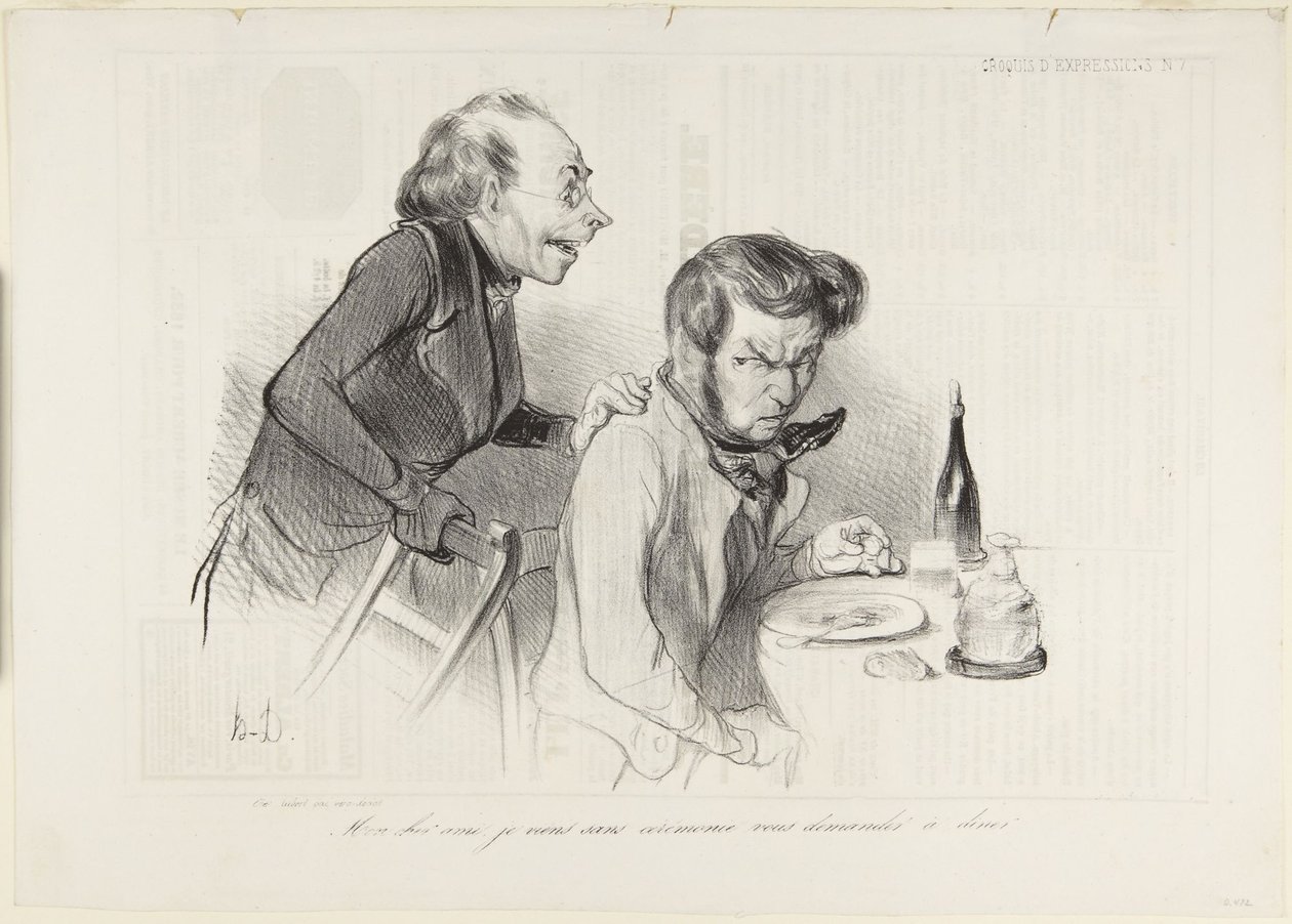 Mój drogi przyjacielu, przychodzę bez ceremonii, aby zaprosić cię na obiad autorstwa Honoré Daumier