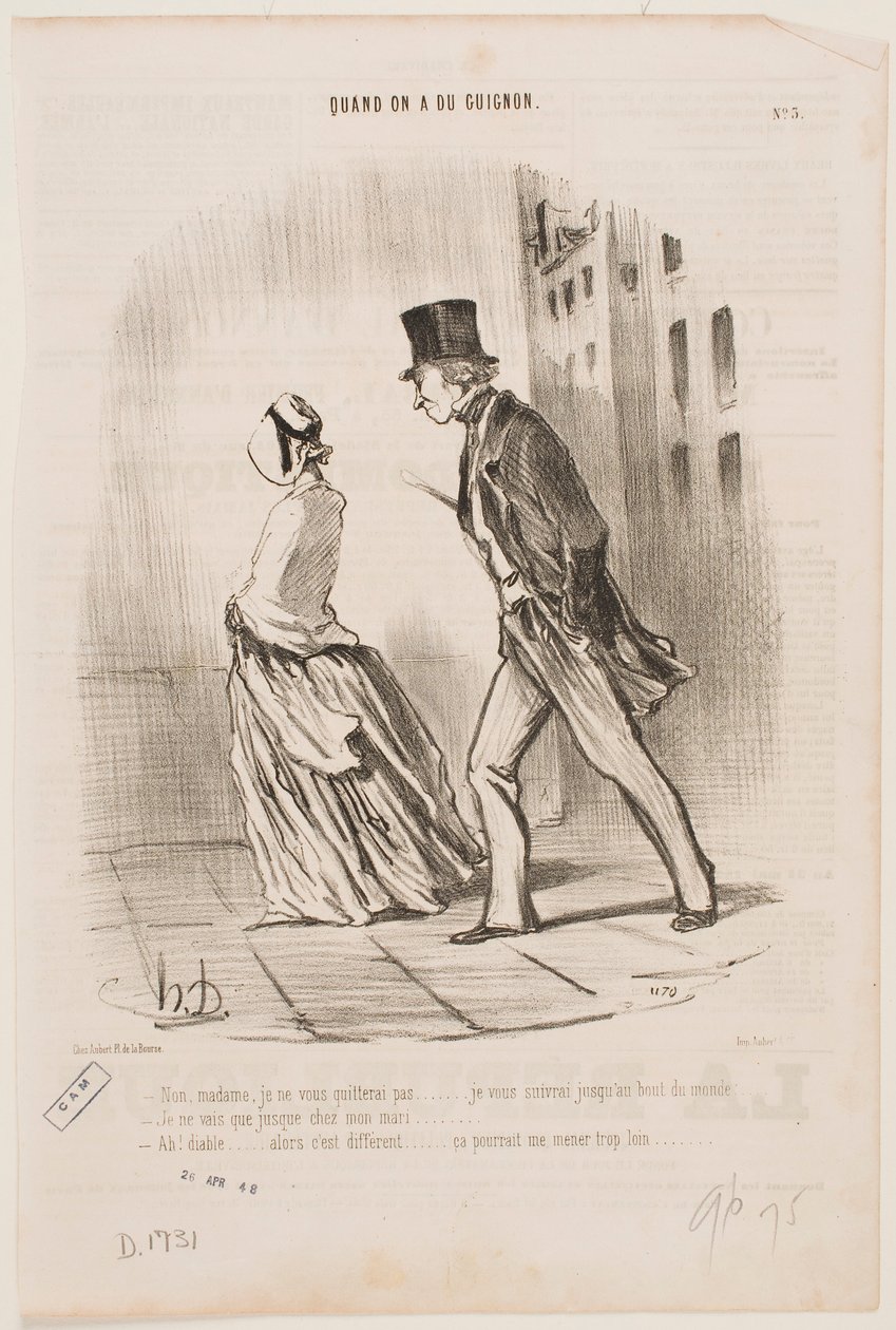 Nie, madame, nie porzucę pani... Będę panią śledził aż po krańce świata... autorstwa Honoré Daumier