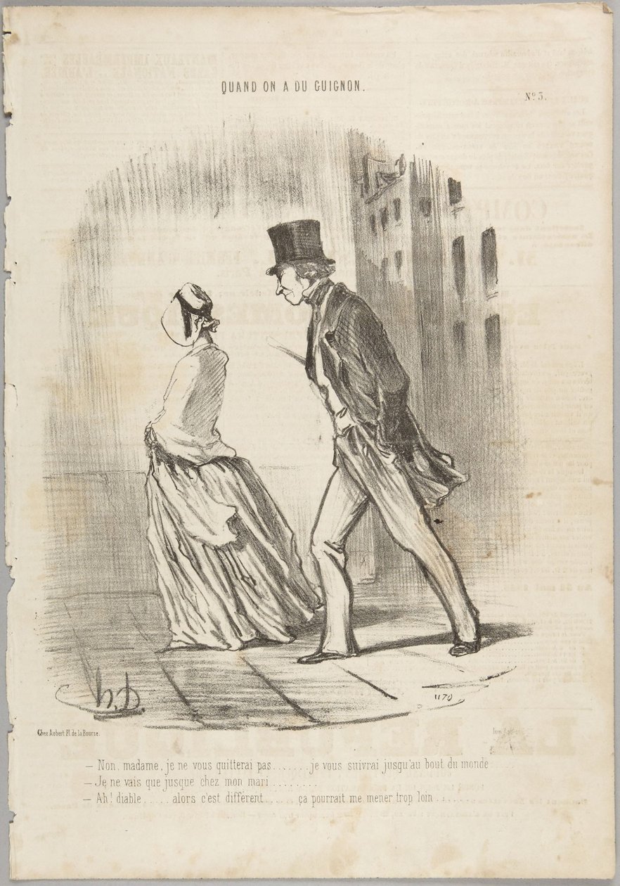 Nie, proszę pani, nie opuszczę pani… – utwór nr 3 z serii „Quand on a du Guignon” z czasopisma „Le Charivari” autorstwa Honoré Daumier