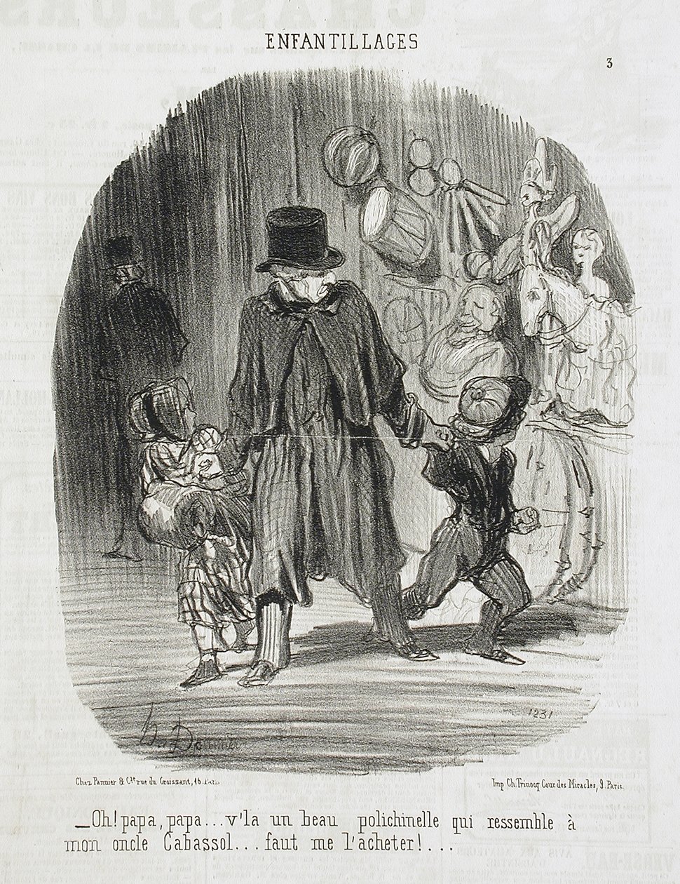 Och! Tato, tato... tam jest piękny Poliszynel... autorstwa Honoré Daumier