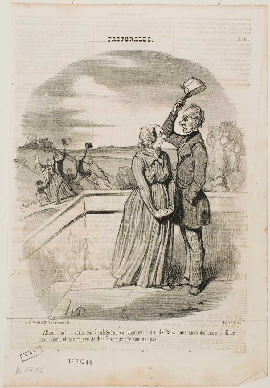O nie, spójrzcie, Grafignonowie właśnie przybyli z Paryża, cała szóstka,... autorstwa Honoré Daumier