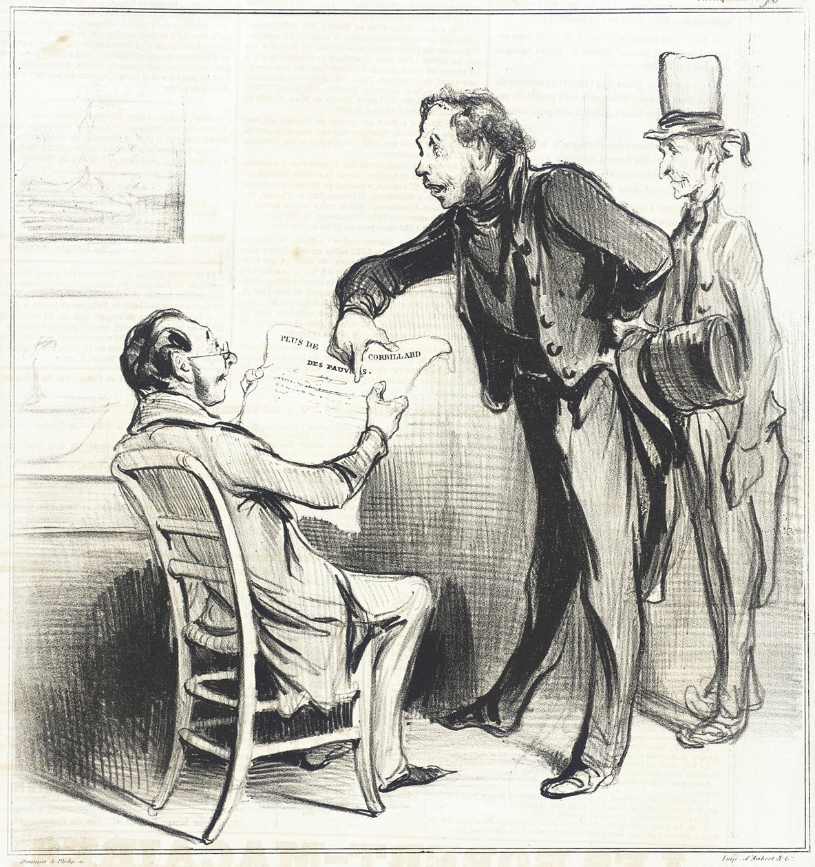 Tak, panie, w zamian za niewielką składkę na nasze ubezpieczenie... autorstwa Honoré Daumier