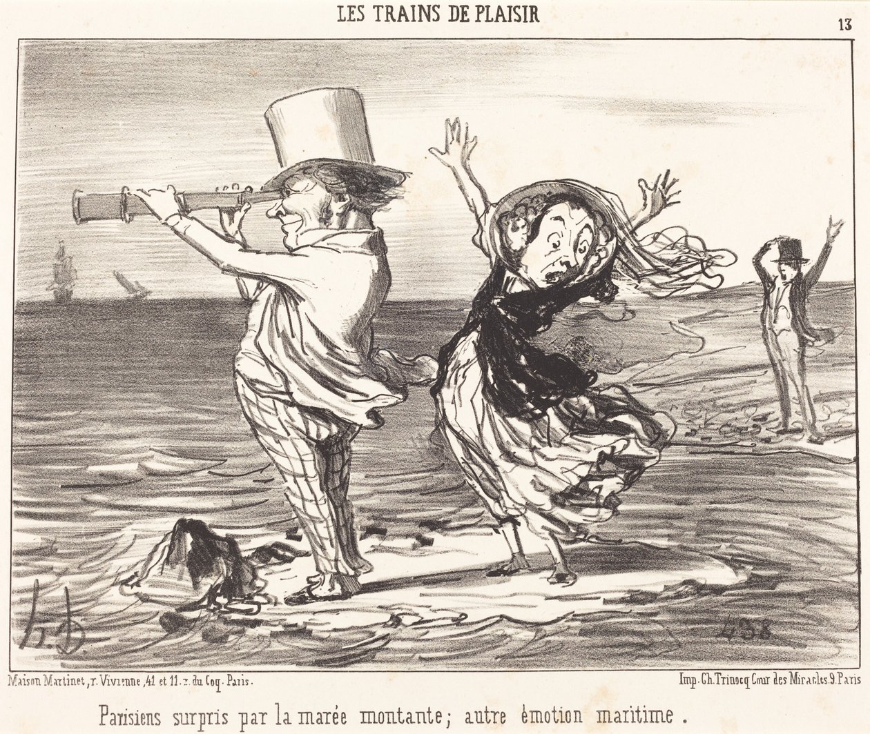 Paryżanie zaskoczeni przez przypływ... autorstwa Honoré Daumier