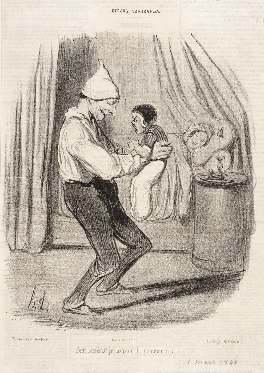 Mały łobuzie! Myślę, że dostanie mój nos... autorstwa Honoré Daumier