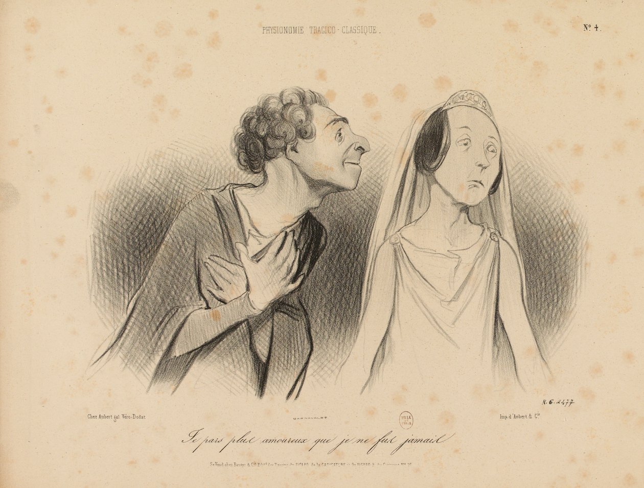 Fizjonomie tragiczno-klasyczne. Odchodzę bardziej zakochany, niż kiedykolwiek byłem. Nr 4. autorstwa Honoré Daumier