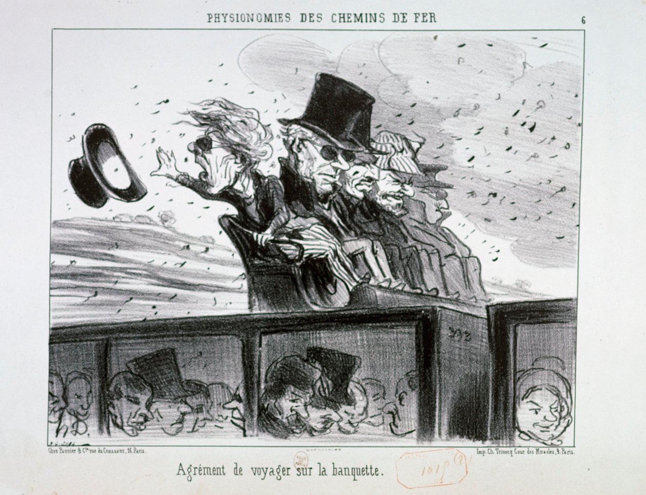 „Obrazy kolei” nr 6: Przyjemność podróżowania na ławce. autorstwa Honoré Daumier