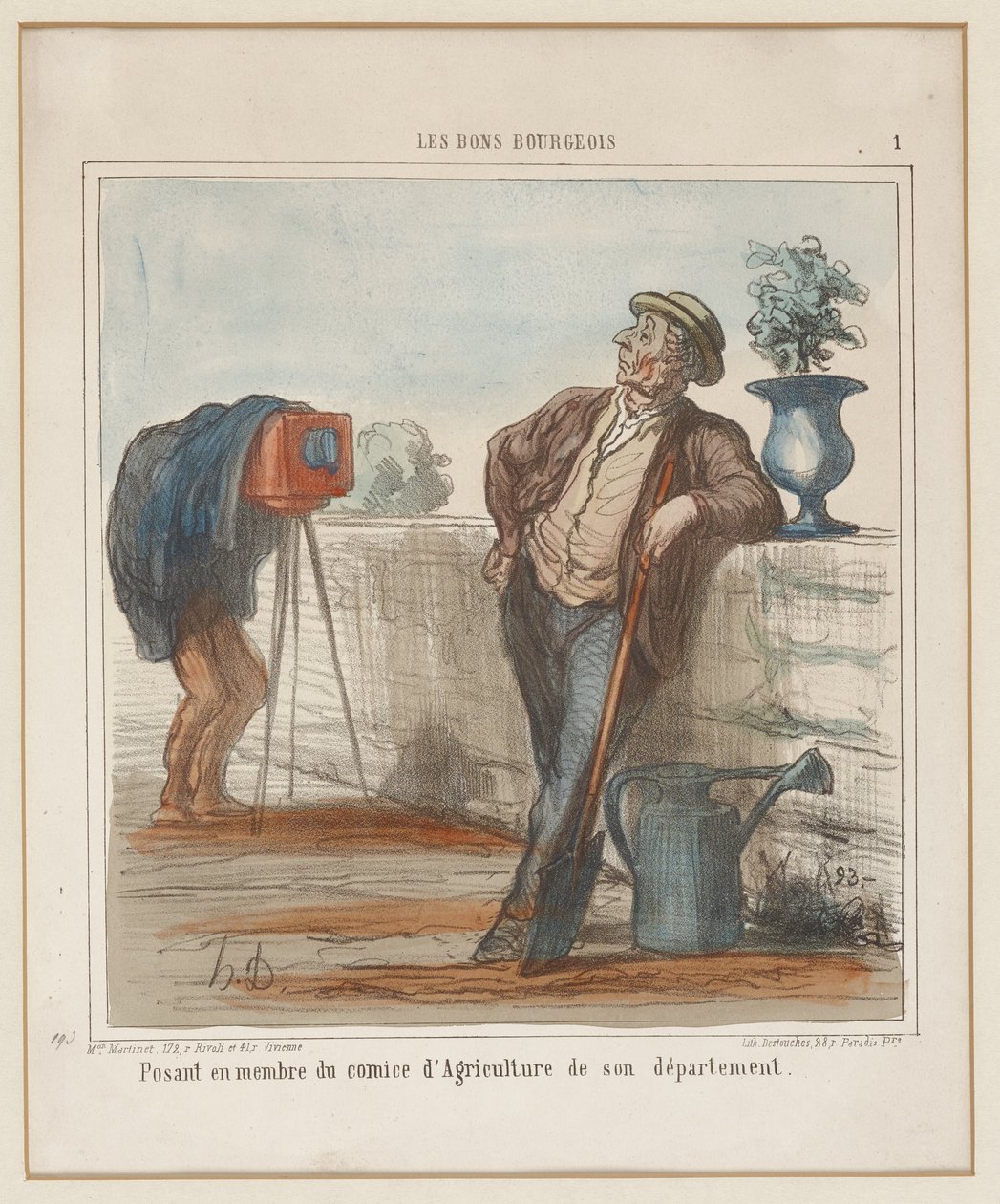 Pozując jako członek komitetu rolnego swojego departamentu. (Les Bons Bourgeois nr 1), z „Charivari” autorstwa Honoré Daumier