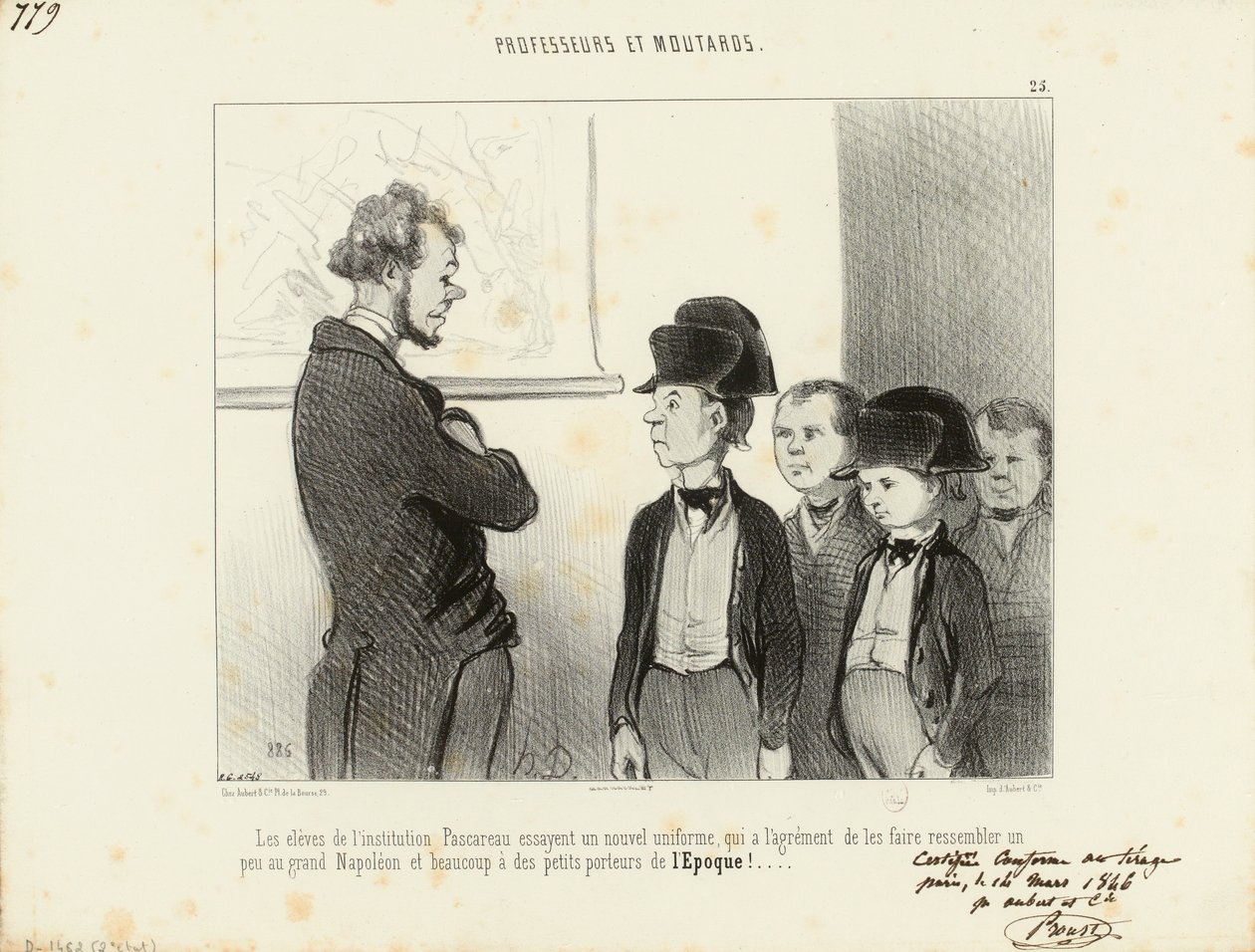 Nauczyciele i smarkacze. Uczniowie instytucji Pascareau przymierzają nowy mundurek... 25. autorstwa Honoré Daumier